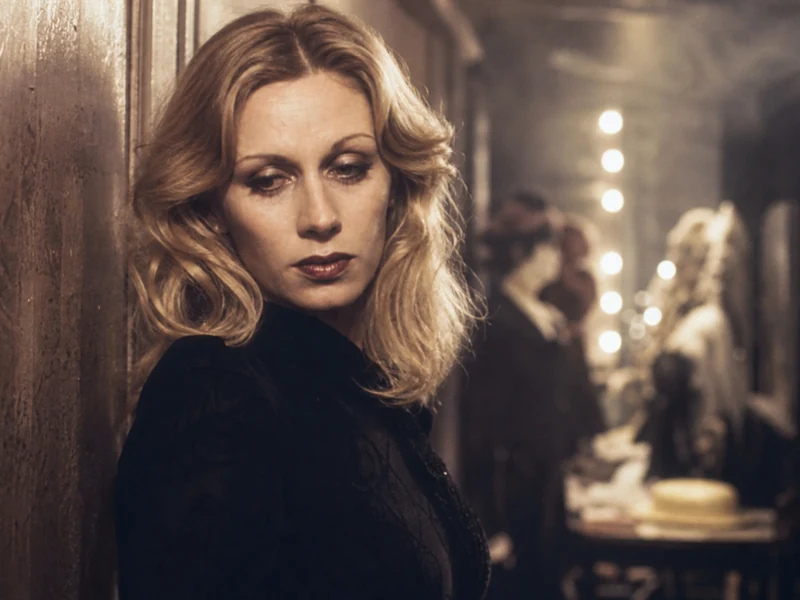 Valérie Wilson en coulisses dans la lumière d’un cabaret parisien.