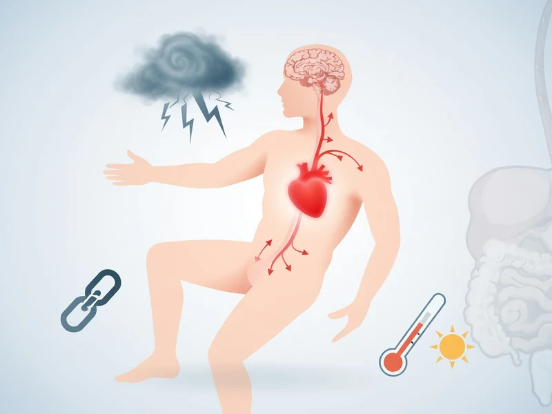 Le schéma représente les causes des malaises vagaux par les interactions entre le cerveau, le cœur et le tube digestif.