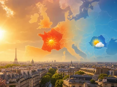 Paris sous une chaleur intense pour illustrer le temps prévu demain.