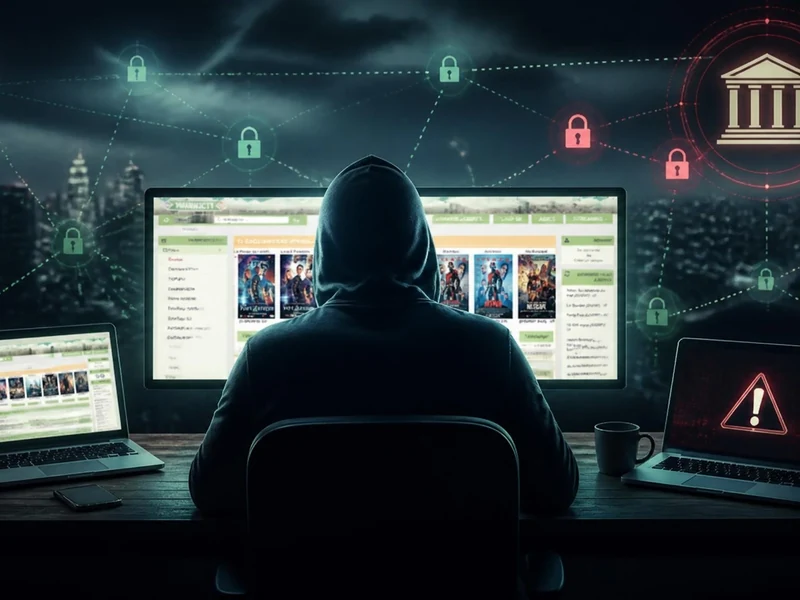 Un utilisateur à capuche devant des écrans accédant à la plateforme Wawacity malgré des restrictions numériques