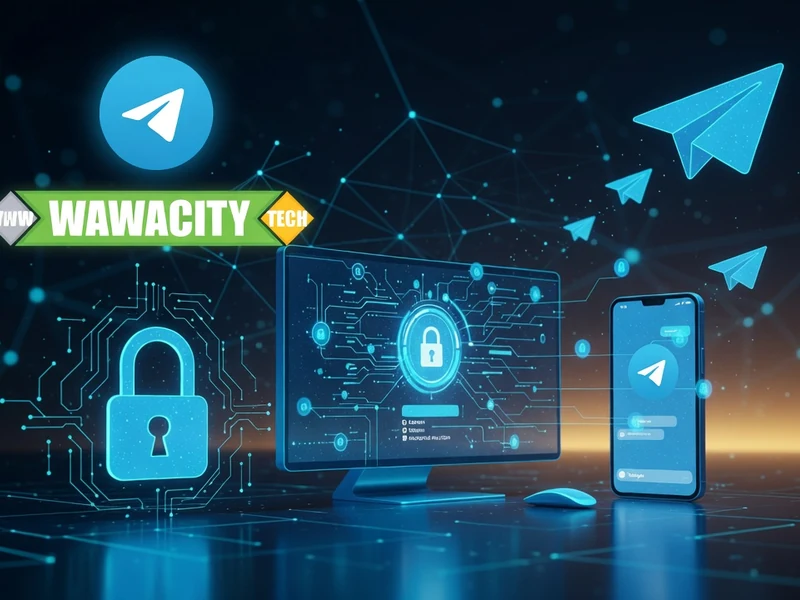 Des écrans d'ordinateur et de smartphone illustrent la sécurité numérique autour de Wawacity Telegram