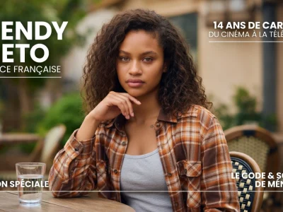 Portrait de l'actrice Wendy Nieto posant avec assurance à la terrasse d'un café