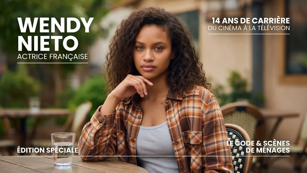 Portrait de l'actrice Wendy Nieto posant avec assurance à la terrasse d'un café