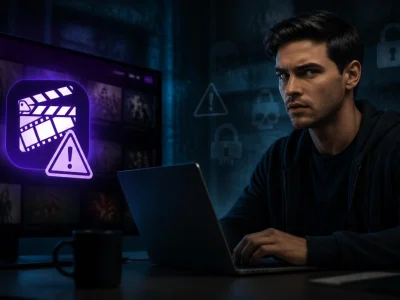 Un homme inquiet devant son ordinateur illustrant les risques de sécurité liés à la plateforme Xalaflix