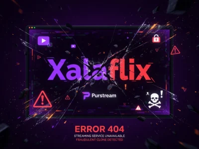 Un écran fissuré parsemé d'éclats représente xalaflix nouvelle adresse