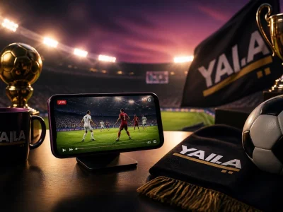 Un smartphone diffusant un match de football en direct pour illustrer les services de Yalla TV