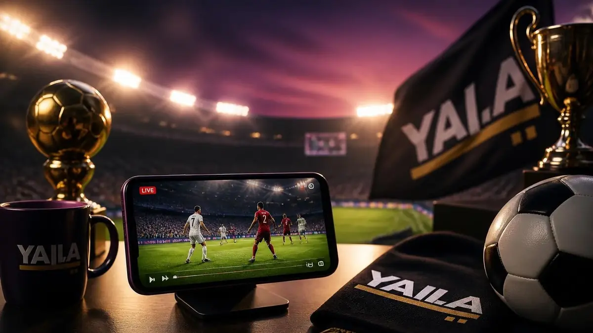 Un smartphone diffusant un match de football en direct pour illustrer les services de Yalla TV