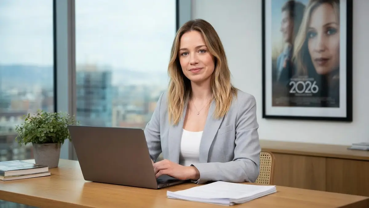 Zoé Marchal est assise à son bureau devant un ordinateur portable ouvert