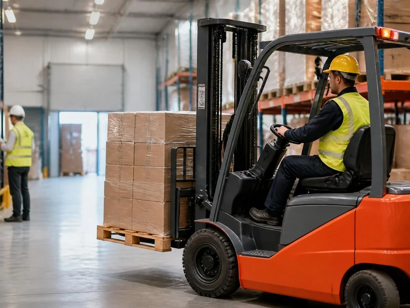 Conducteur de chariot élévateur en formation r489 dans un entrepôt logistique