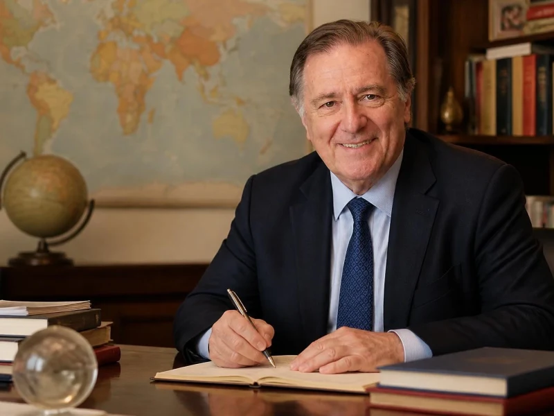 Portrait de Claude Blanchemaison souriant à son bureau avec un globe terrestre et des livres en arrière-plan
