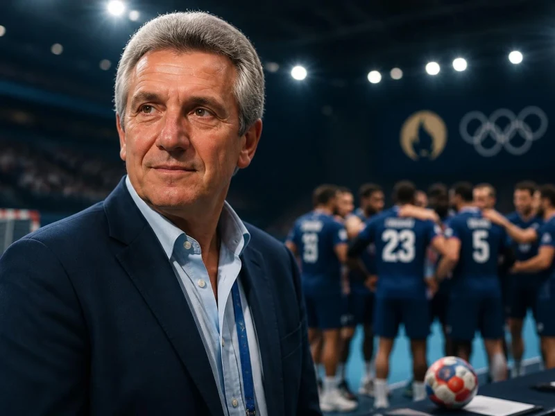 Portrait de Claude Onesta observant son équipe de handball sur le terrain lors d'une compétition internationale