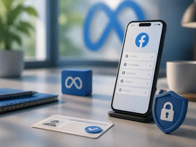 Un smartphone posé sur un bureau affichant les paramètres de compte pour changer son nom sur FB