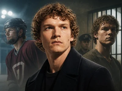 Montage illustrant les différents rôles incarnés à l'écran par l'acteur Connor Storrie