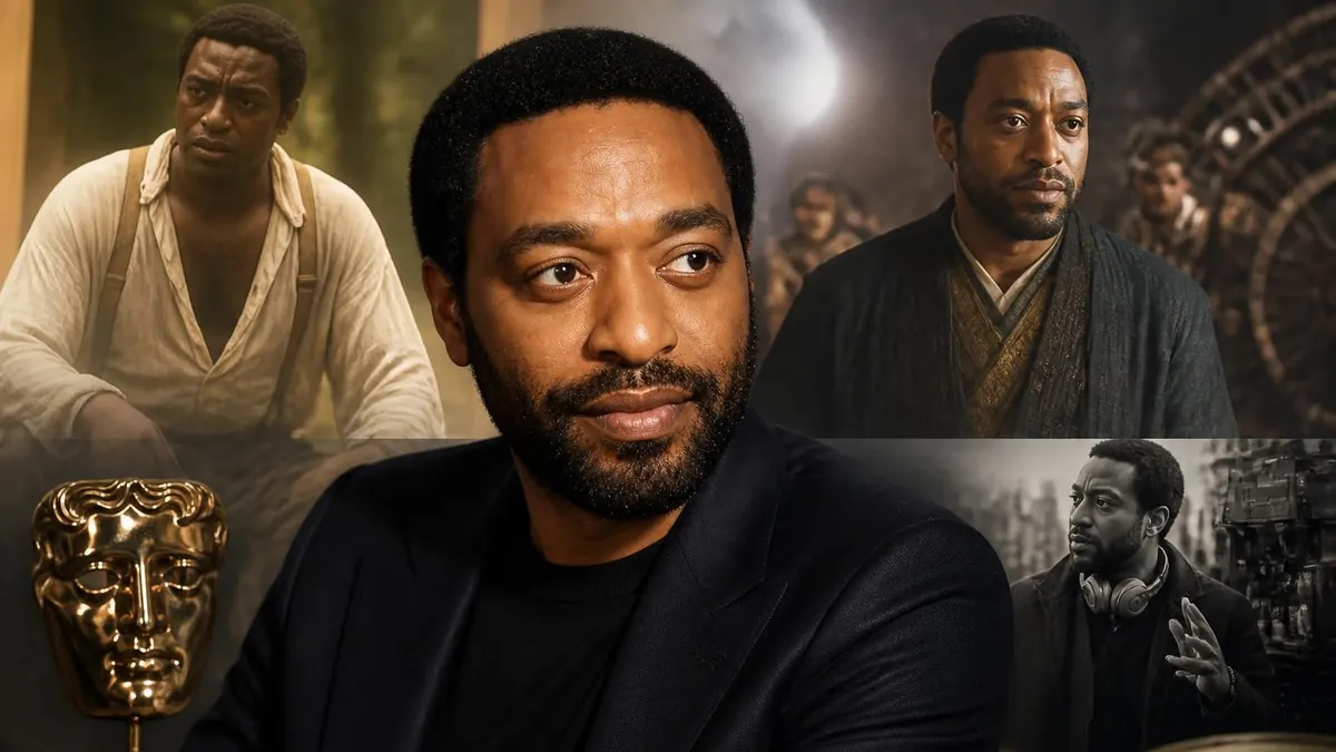 Montage de portraits de l'acteur et de scènes tirées de films avec Chiwetel Ejiofor