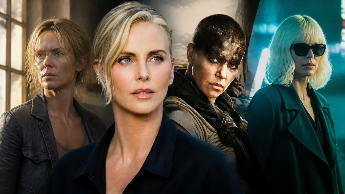 Collage montrant l'actrice dans différents rôles marquants issus des films Charlize Theron