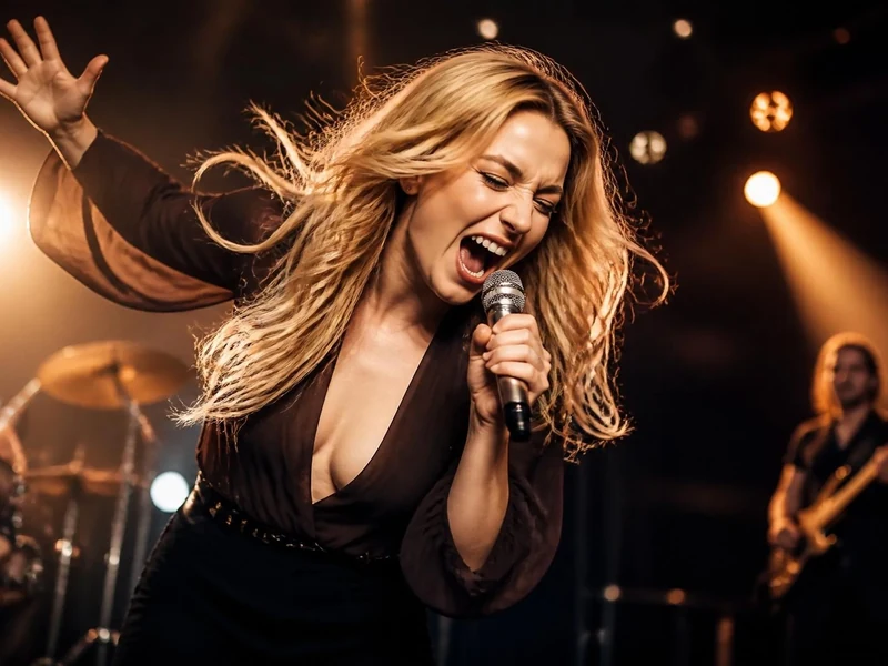 La chanteuse Santa interprète passionnément son titre sur scène, dis moi oui Santa résonne dans la salle