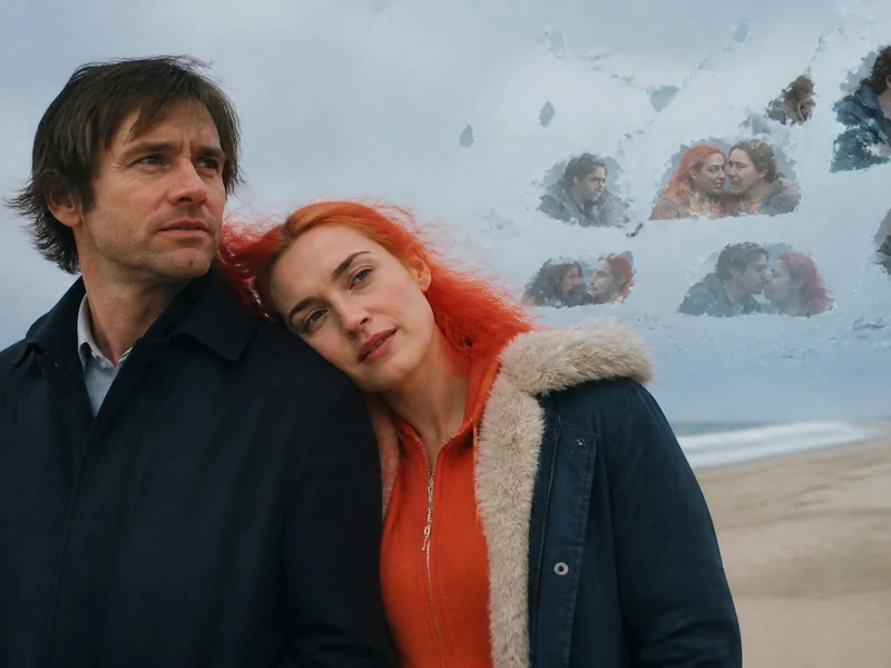 Jim Carrey et Kate Winslet sur une plage dans Eternal Sunshine of the Spotless Mind Michel Gondry