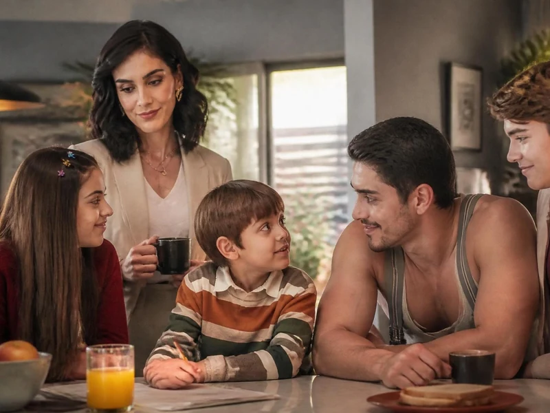Scène de vie familiale chaleureuse dans la comédie gabriel et ses petit demons