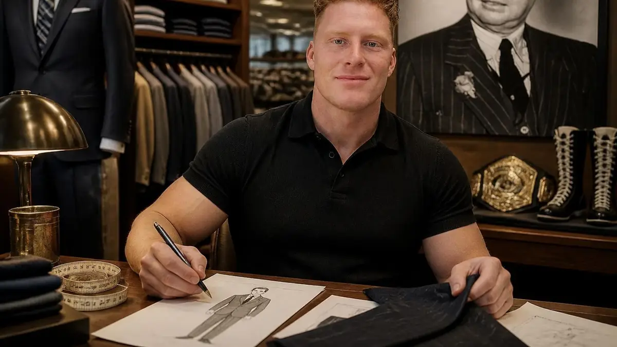 Un homme musclé dessine des vêtements dans un bureau rappelant l'héritage de George Richards