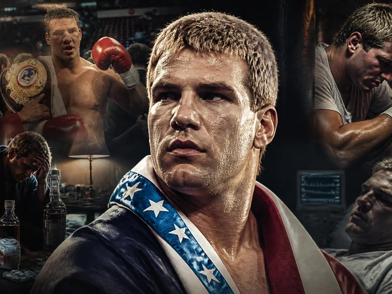 Montage photo illustrant les différents moments de la vie du boxer Tommy Morrison entre succès sportifs et détresse