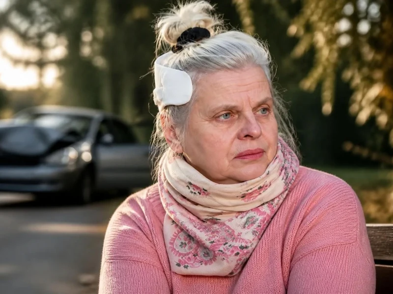 Isabelle Nanty accident avec une voiture accidentée en arrière-plan