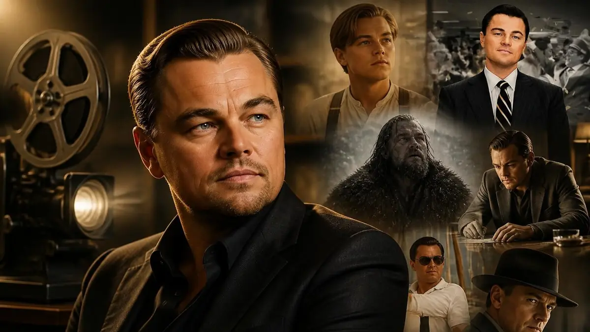 Montage de différents rôles emblématiques tirés des films avec Leonardo DiCaprio