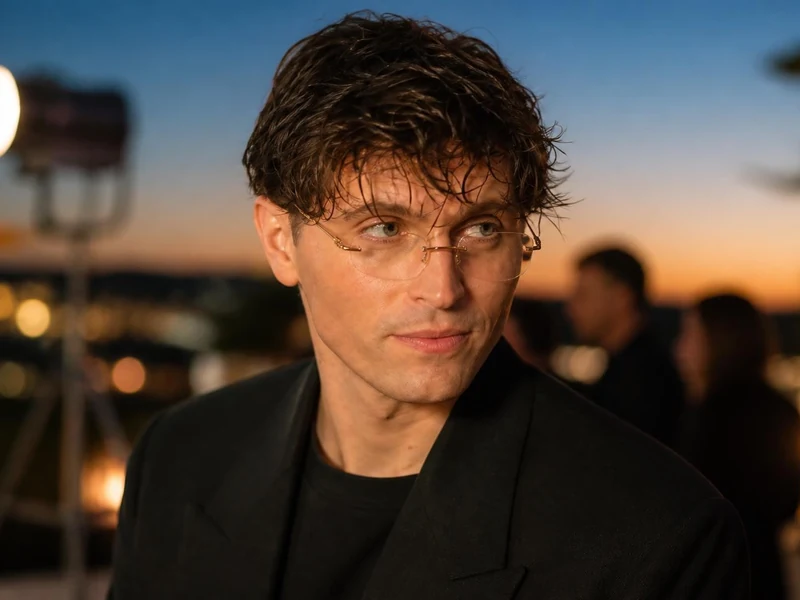 Raphaël Quenard porte des lunettes fines dans une scène évoquant les films avec Raphaël Quenard