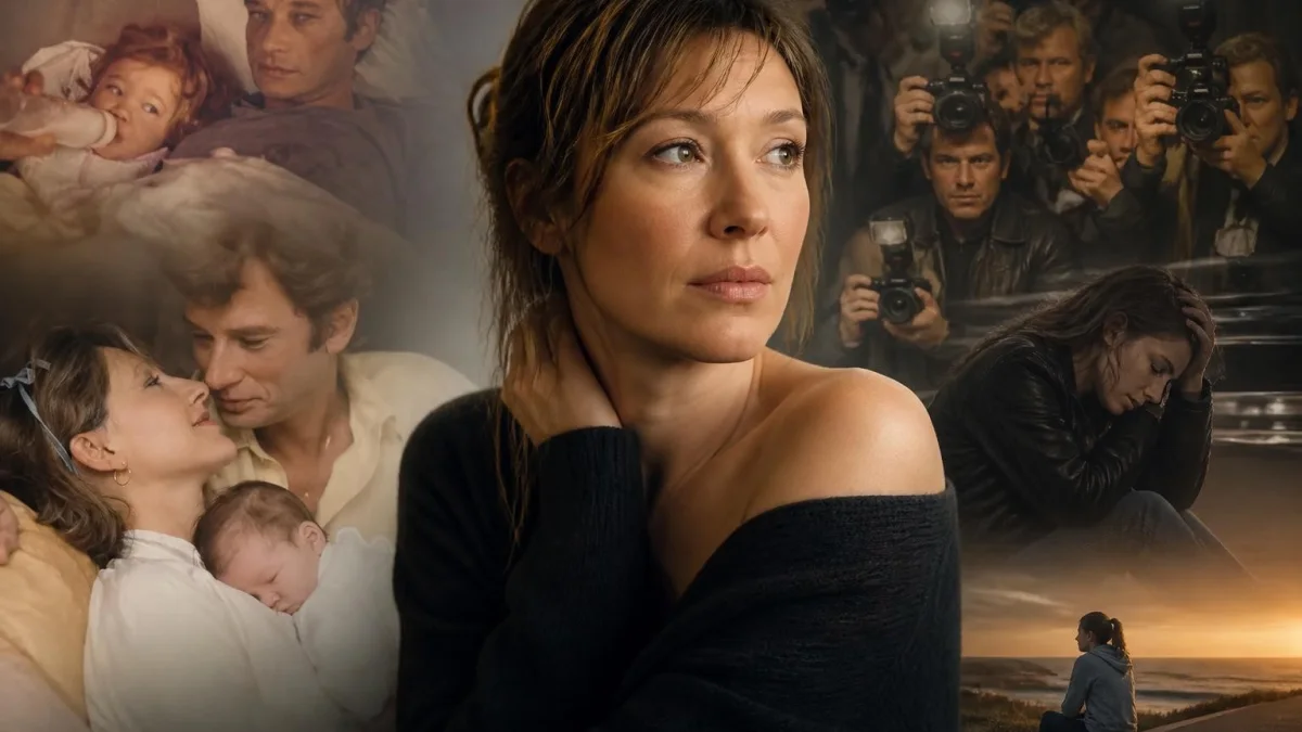 Montage photo évoquant la Laura Smet enfance et sa vie sous le regard des médias et de ses parents célèbres