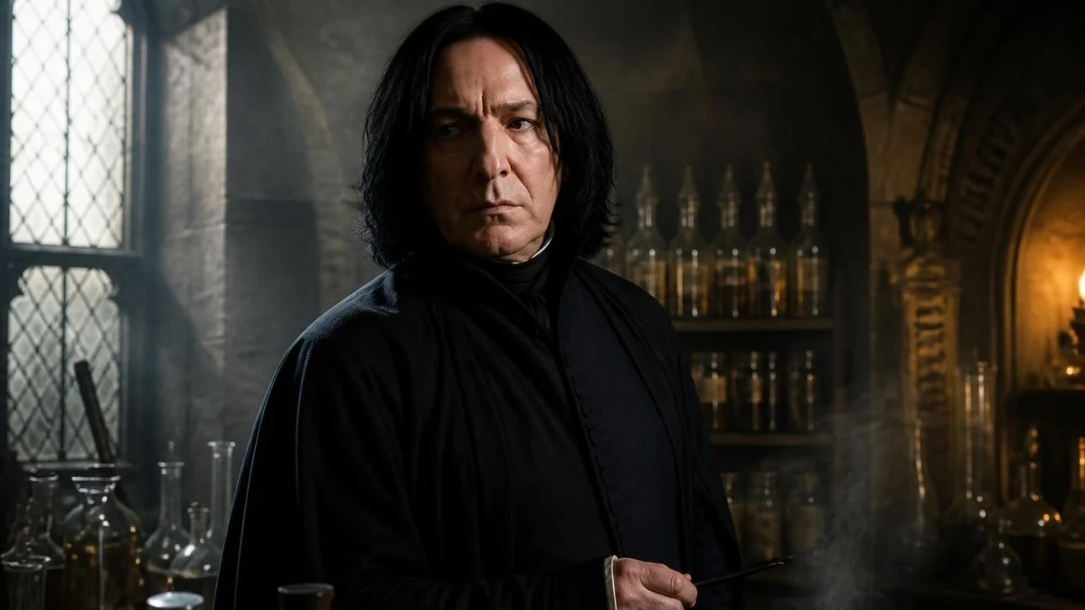 Severus Rogue Harry Potter dans son sombre laboratoire de potions à Poudlard