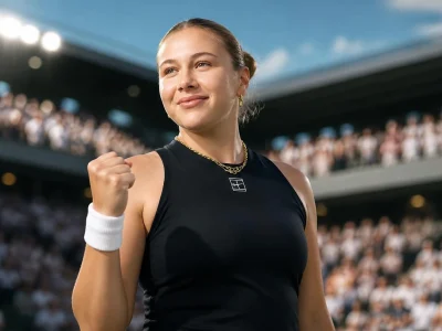 Amanda Anisimova célèbre sa victoire sur le court devant le public en liesse