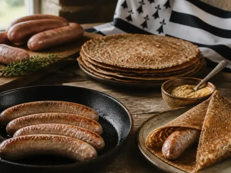 Illustration éditoriale de l'article : saucisse bretonne.