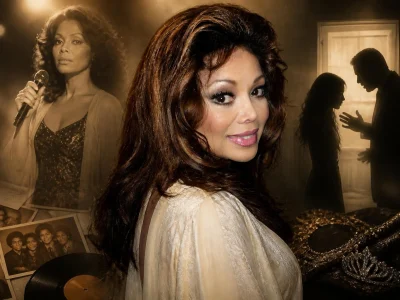 Portrait composite illustrant les différentes facettes de la vie et de la carrière de la Toya Jackson