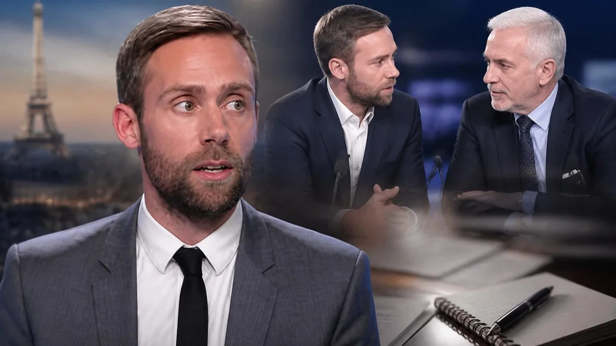 Le journaliste Yoann Usai compagnon de l'actualité en plein débat télévisé sur un plateau de télévision