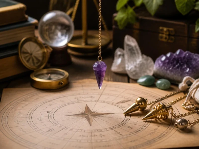 Illustration éditoriale de l'article : le pendule divinatoire.