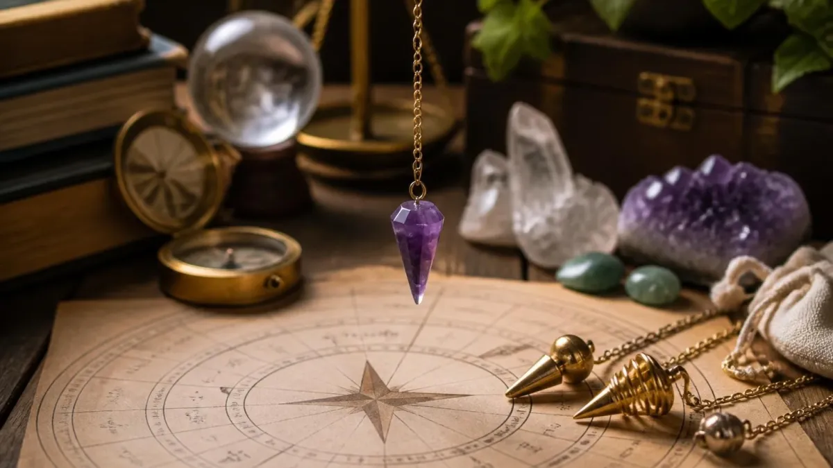Illustration éditoriale de l'article : le pendule divinatoire.