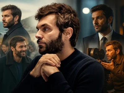 Montage de plusieurs portraits de l'acteur dans un film avec Pio Marmaï