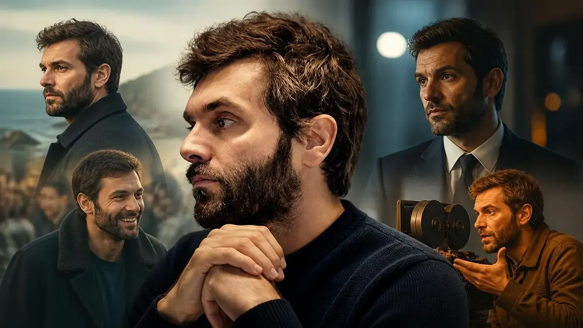 Montage de plusieurs portraits de l'acteur dans un film avec Pio Marmaï
