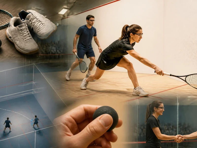 Des joueurs en plein match illustrant l'application de chaque règle Squash sur le court
