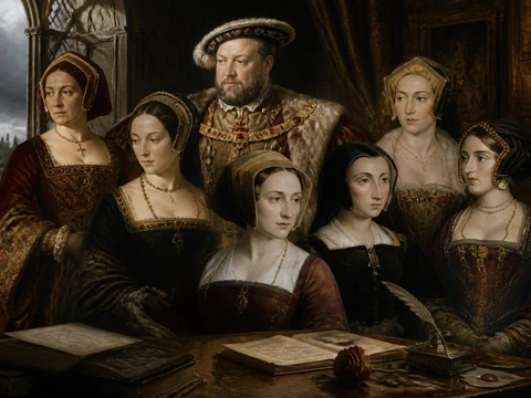 Le roi Henri VIII entouré de ses six femmes, alors que chaque épouse Henri VIII connaît un destin tragique