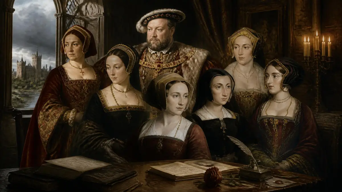 Le roi Henri VIII entouré de ses six femmes, alors que chaque épouse Henri VIII connaît un destin tragique
