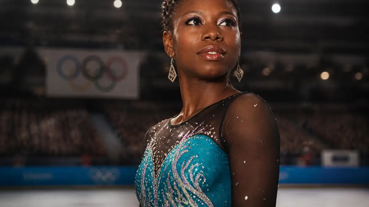 Surya Bonaly lors d'une compétition de patinage artistique sur glace