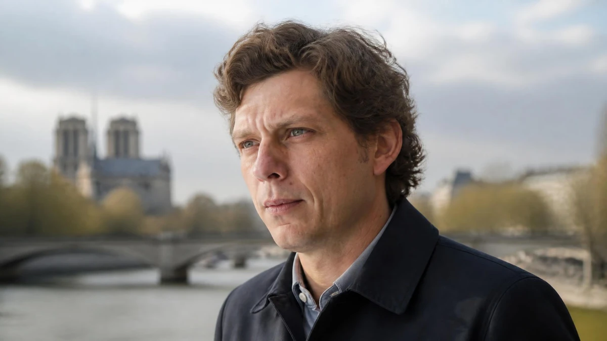Portrait de l'écrivain Antoine Leiris posant en extérieur avec la cathédrale Notre-Dame en arrière-plan