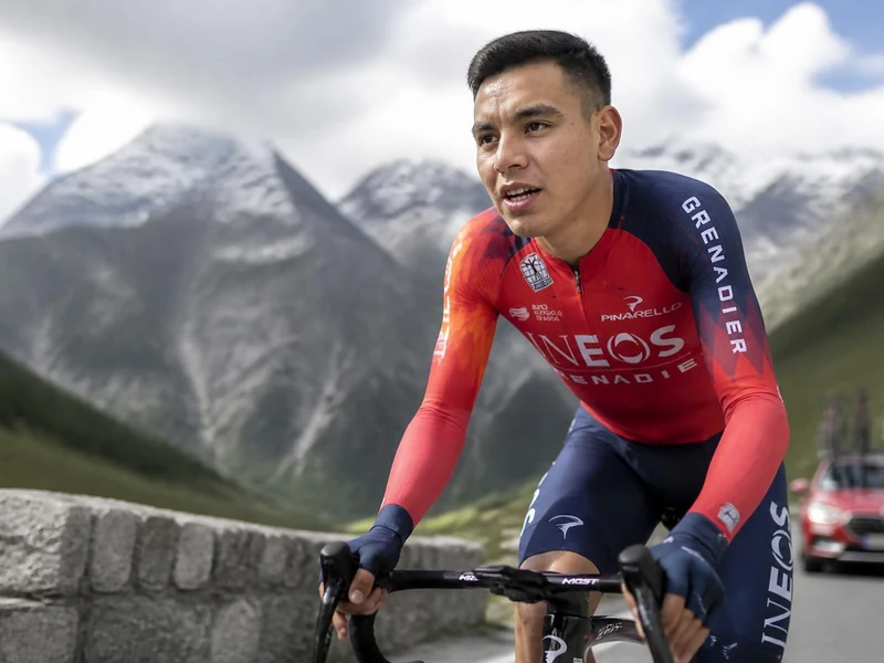 Le cycliste Carlos Rodriguez grimpe un col de montagne lors d'une course professionnelle