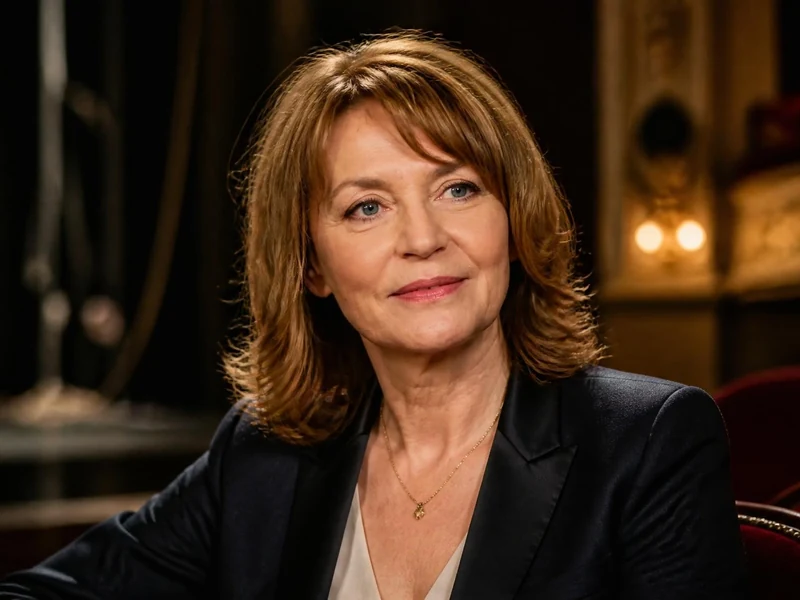 Portrait de la comédienne Christiane Millet souriante dans une salle de théâtre