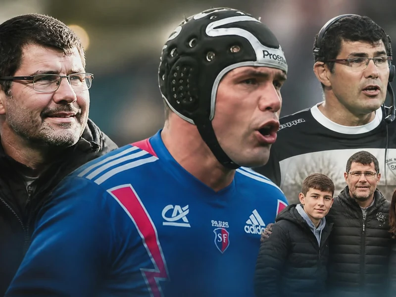 Montage photo illustrant la carrière et la vie de famille de l'ancien rugbyman David Auradou