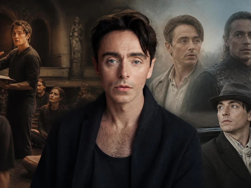 Montage photographique présentant les différents rôles et le visage expressif de l'acteur britannique David Dawson
