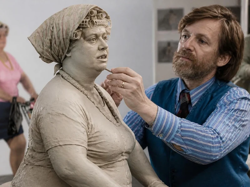 Un artiste travaille sur une sculpture hyperréaliste dans le style de Duane Hanson