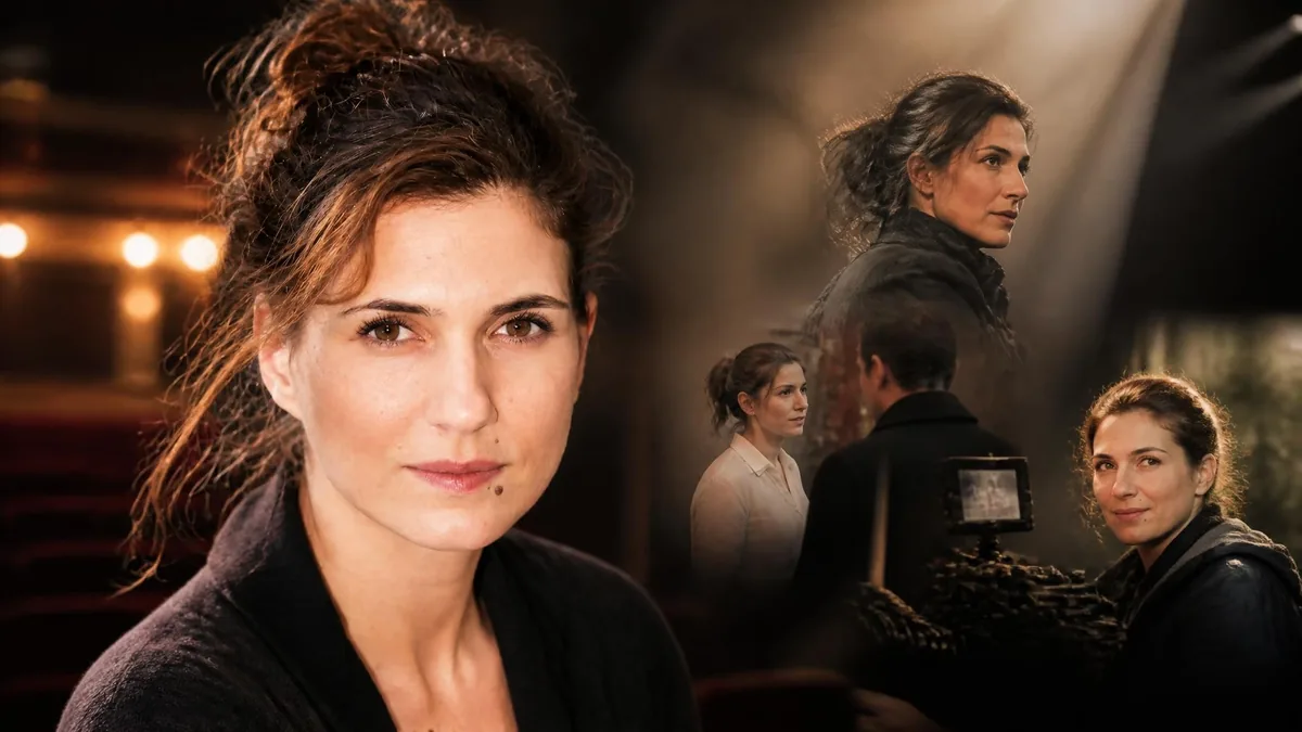 Portrait composite mettant en avant le visage expressif de la comédienne Emmanuelle Galabru dans différentes ambiances