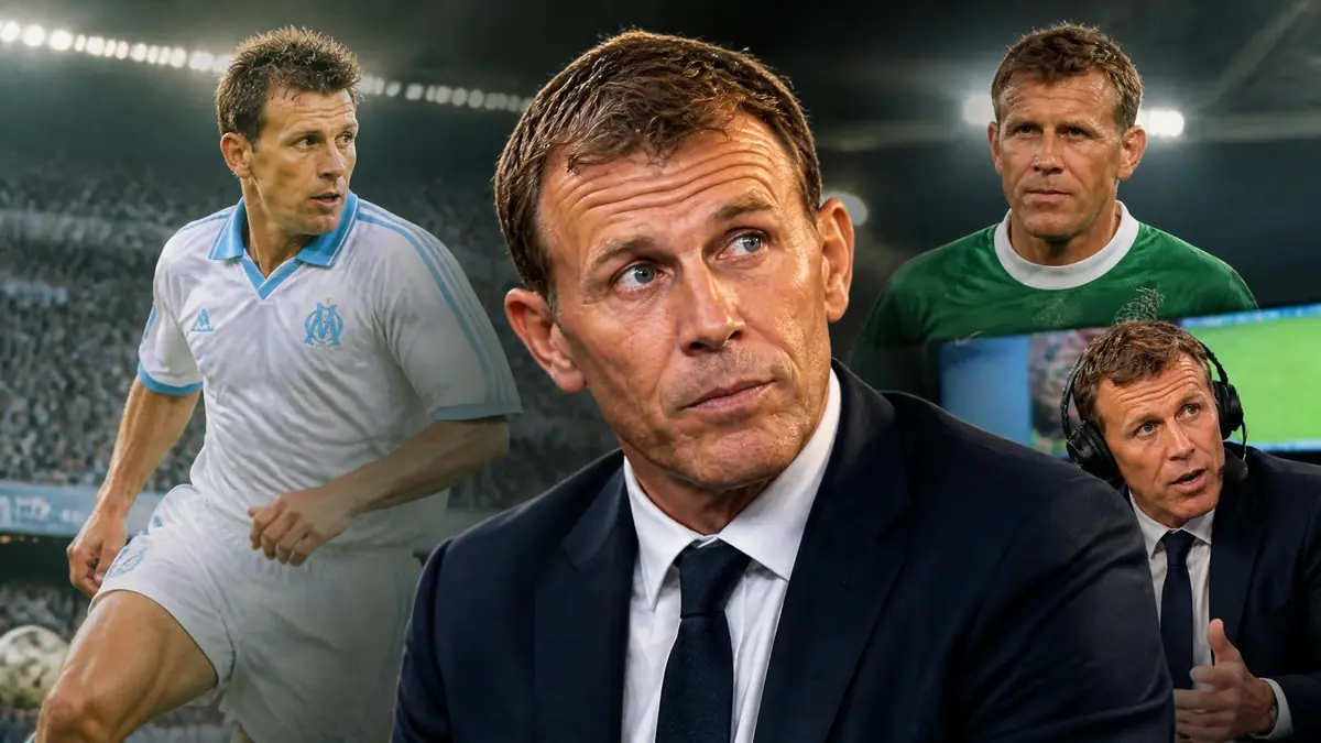 Montage photos retraçant la carrière de joueur et de consultant de Franck Sauzée
