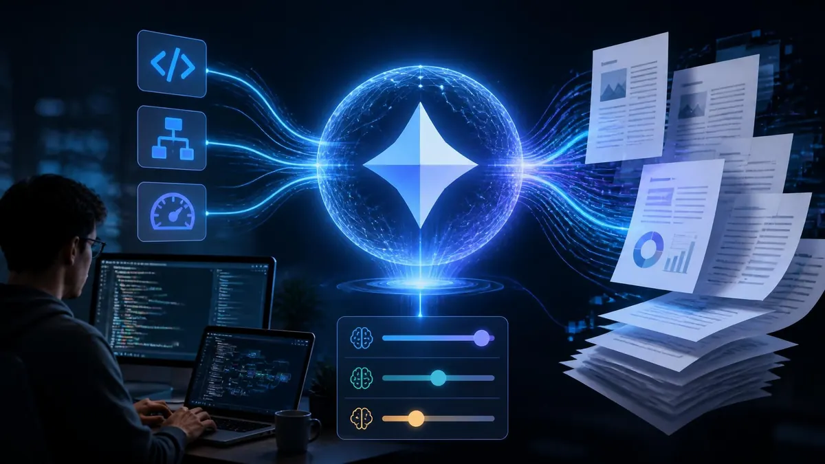 Un développeur utilise Gemini 3.7 Flash pour traiter des données complexes et optimiser ses flux de travail numériques